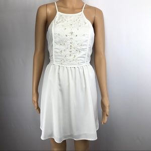 Kendall & Kylie Dress Embroid Strap Ivory Lined Lg